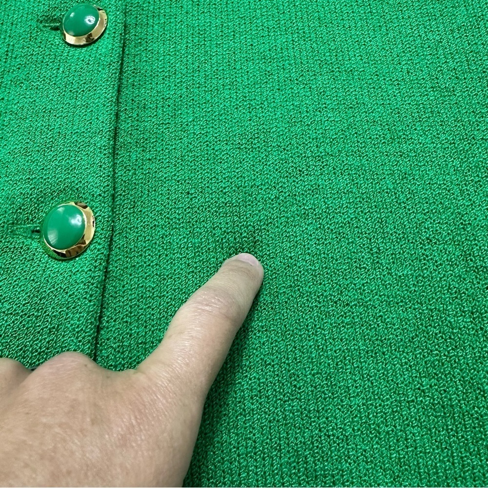 Vintage St. John by Marie Grey Green Collar Button Blouse Women’s Size 6 - Picture 8 of 13